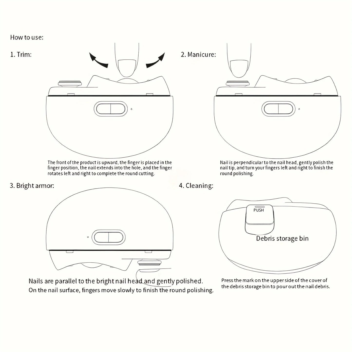 Electric Fingernail and Toenail Clippers - 2-Speed Trimming, Filing & Polishing