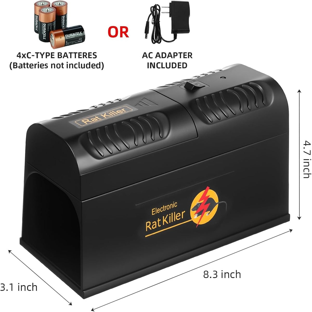 Electric Mouse Trap 6000-8000V - Rat Rodent Cage Trap Reusable Mice Killer Orchard Garden Electronic Pest Control Tool