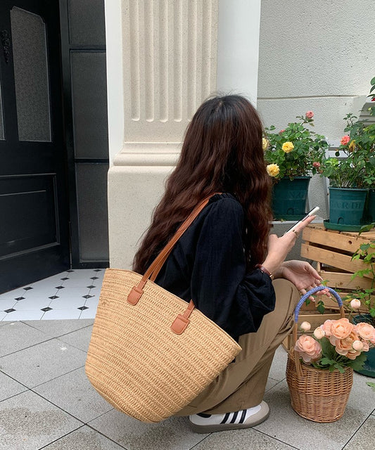 Fashionable Woven Straw Bag For Women - Beach Tote Bag handmade-04
