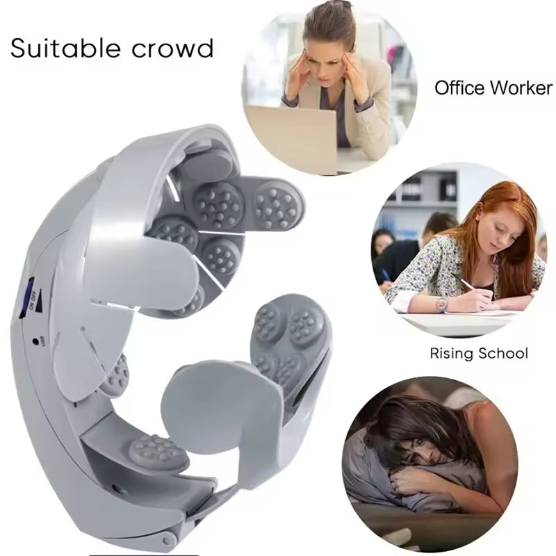 Electric Head Scalp Massager Brain Relax Vibration Head Massager Helmet Acupuncture Points Head
