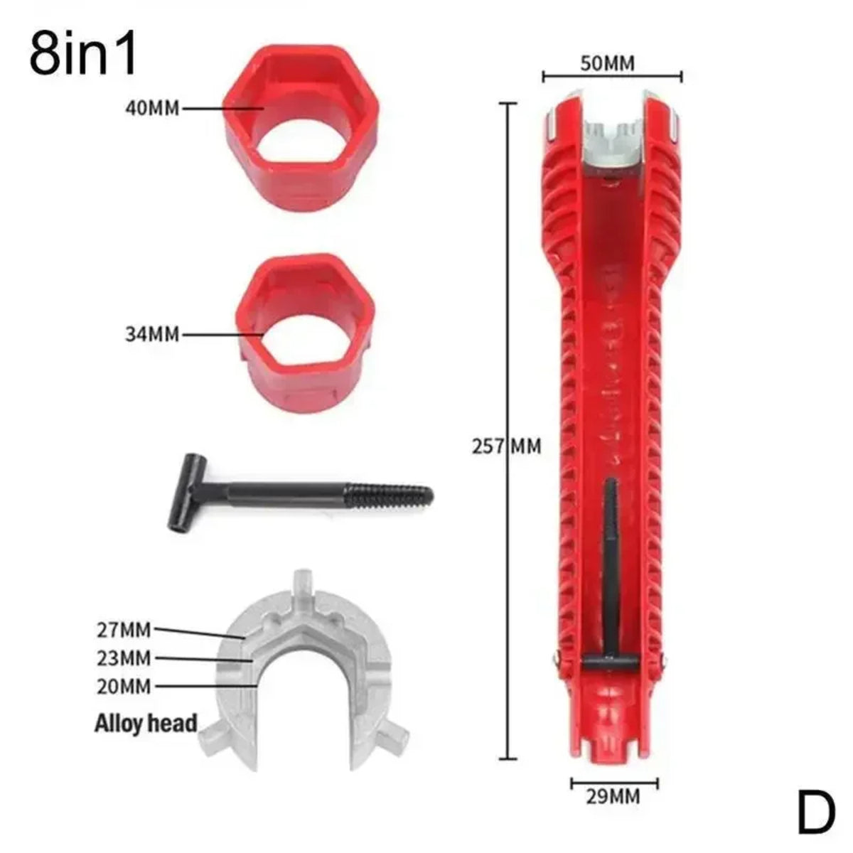 8 in 1 Multifunctional Sink Spanner Wrench for Kitchen Repair