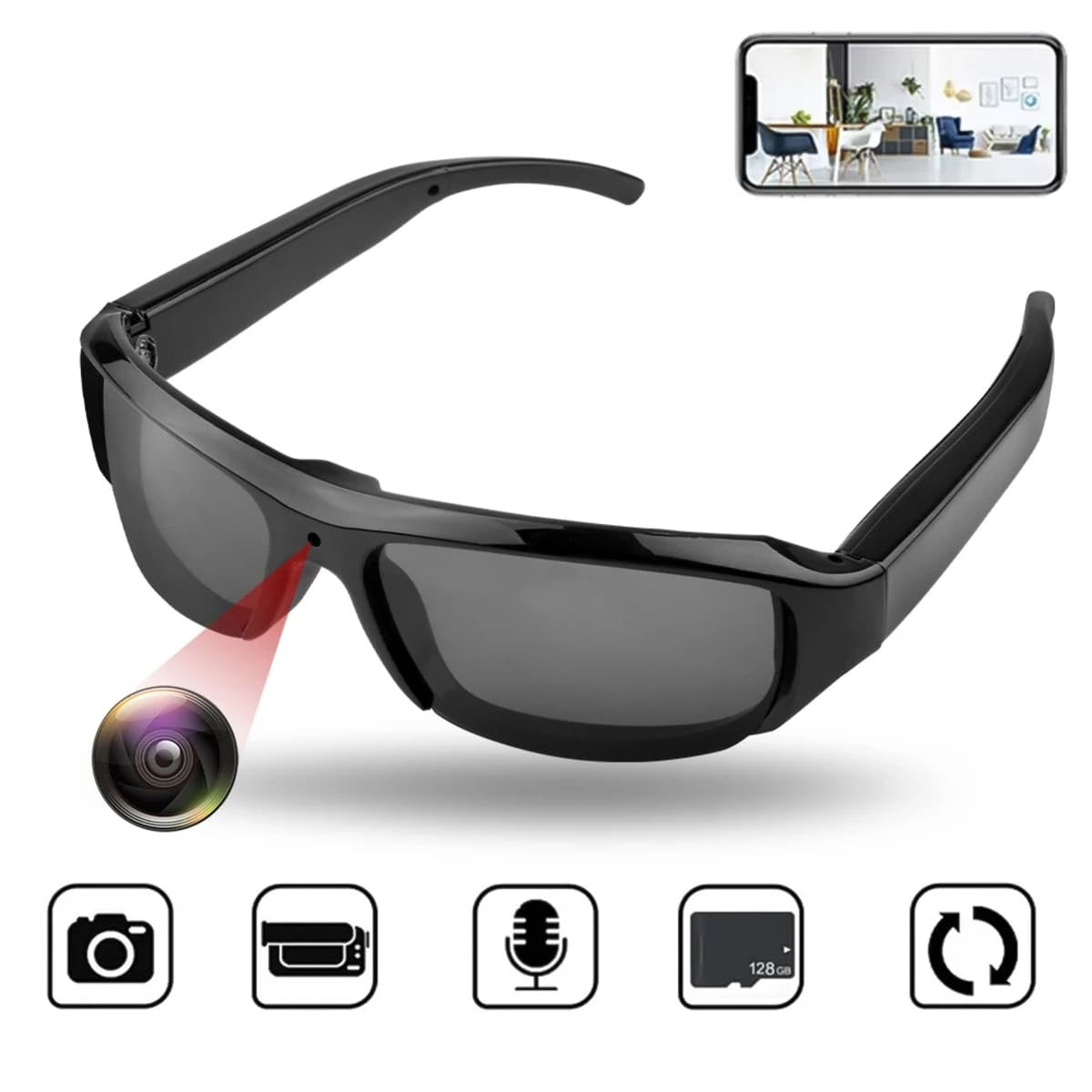 Lunettes avec caméra espion Full HD 1080P vidéo avec son et photo Lunettes avec caméra espion Full HD 1080P vidéo avec son et photo