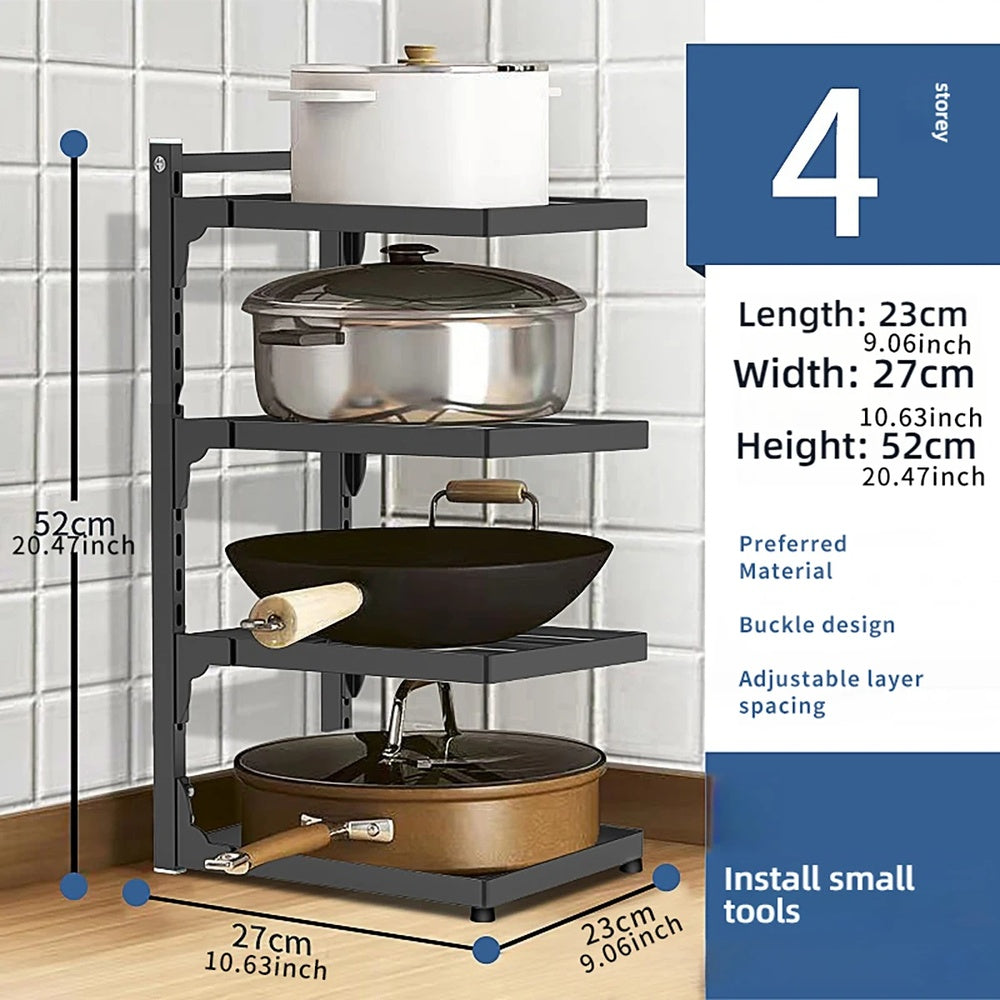 Adjustable Heavy Duty Kitchen Pot Pan Lid Organizer Rack