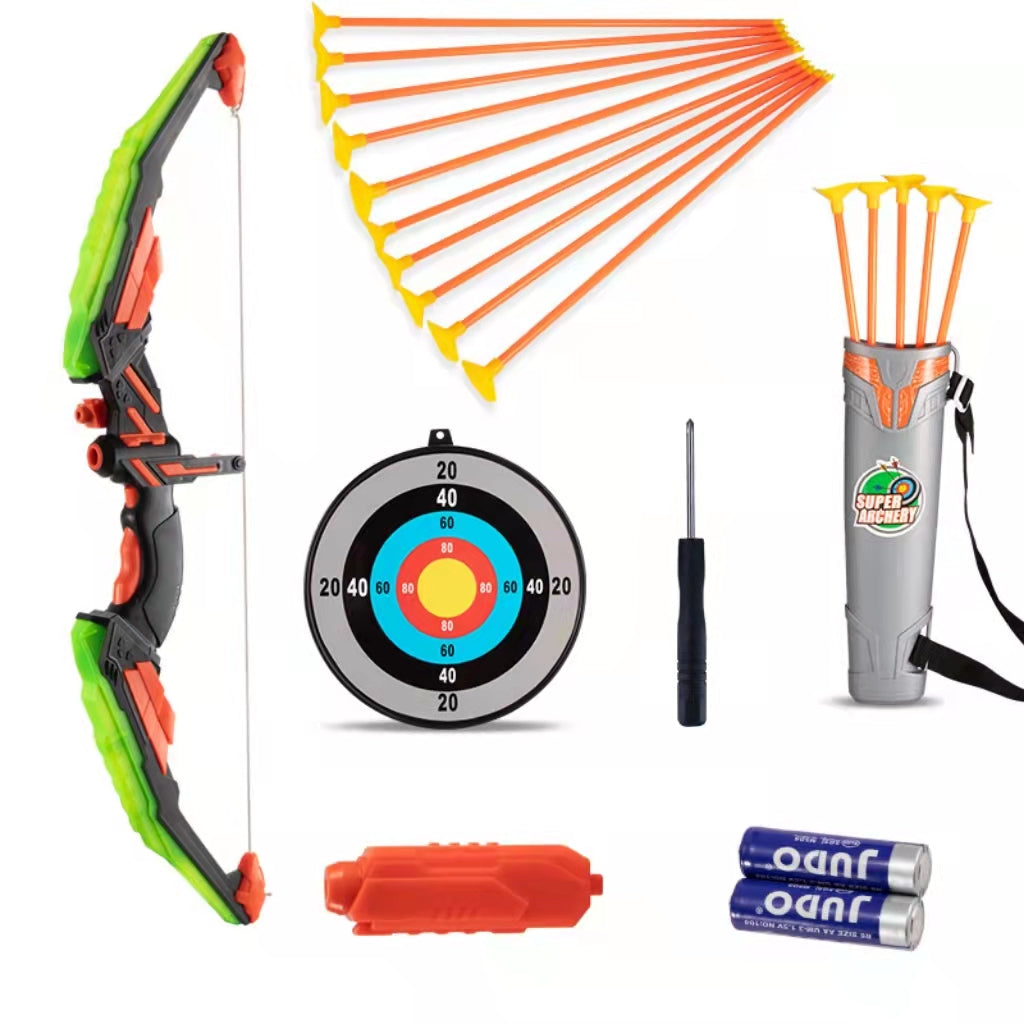 Children'S Archery Bow And Arrow Toy Set Outdoor Hunting Game With Bow, Suction Cup Arrow, Target And Quiver, Led Light-Emitting Functional Toy