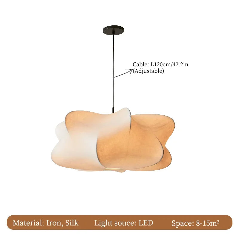 Wabi Sabi Japanese Style Silk Hanging Pendant Lamp 9957105271130-1