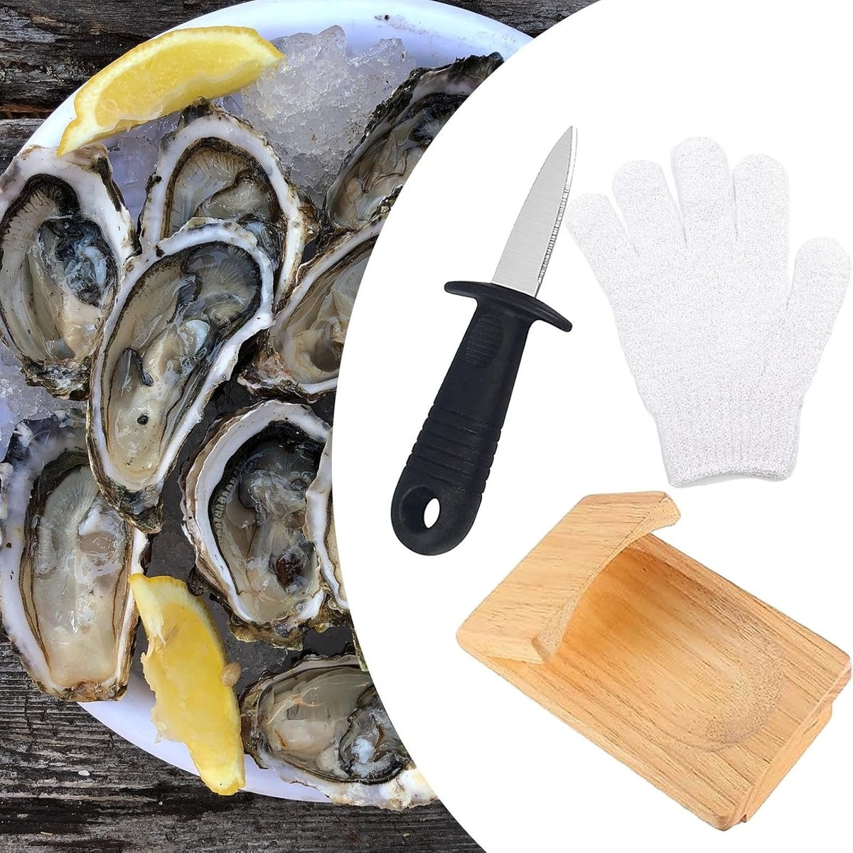 Premium Wood Handle Oyster Shell Opener Clamp 15772003762521-1