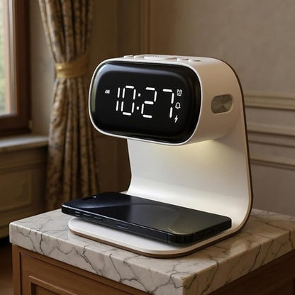 Creative 3-in-1 Bedside Lamp – Wireless Phone Charger & Smart Alarm with LCD Display for a Sleek, All-in-One Nightstand Upgrade 8361995010246-1