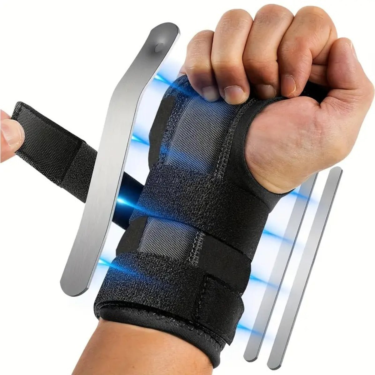 Adjustable Wrist Support Splint - Breathable, Durable, Removable Metal Brace 1005007444454477-Black Left
