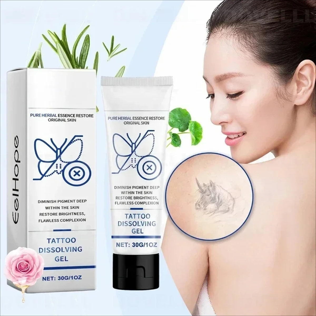 Tattoo Gone Removal Cream Fades Ink Restores Natural Clear Skin (30g)