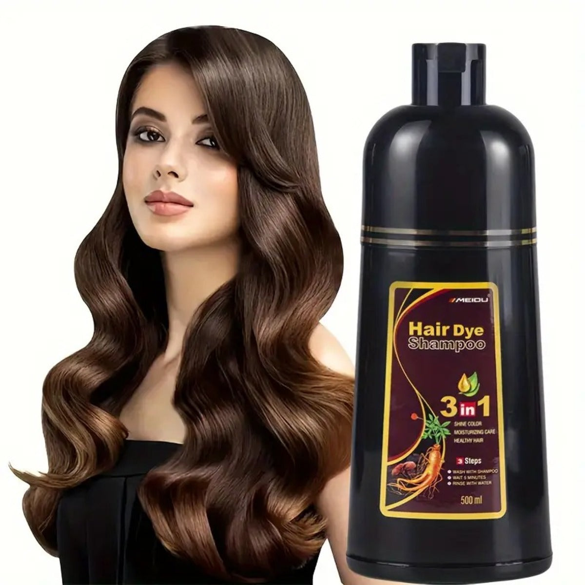 500ml Hair Dye for Dark Hair - Covers Gray, Easy, Nourishing, Long-Lasting 1005008209691281-Black
