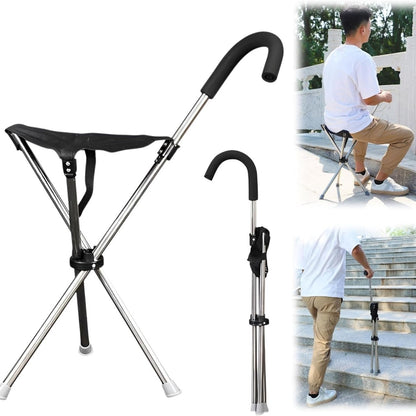 2-In-1 Portable Walking Stick With Foldable Seat 10450764136794-1
