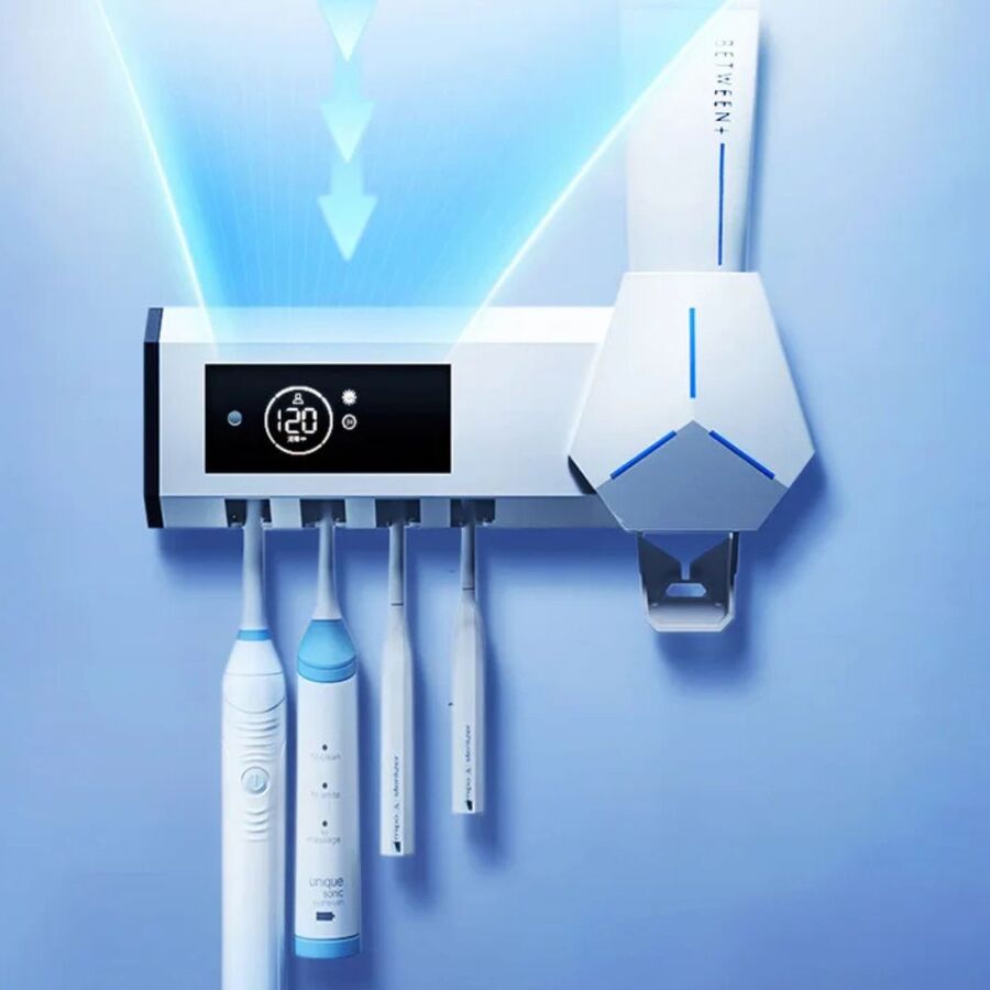 Smart UV Toothbrush Holder - Multifunctional Toothbrush Sanitizer, Disinfector & Automatic Toothpaste Dispenser Squeezer 7981556662470-1
