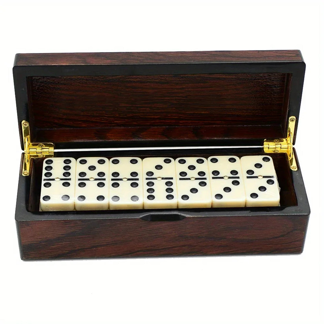 Double Six Dominoes - Dominoes Set with Mahogany Case 14880152125827-1