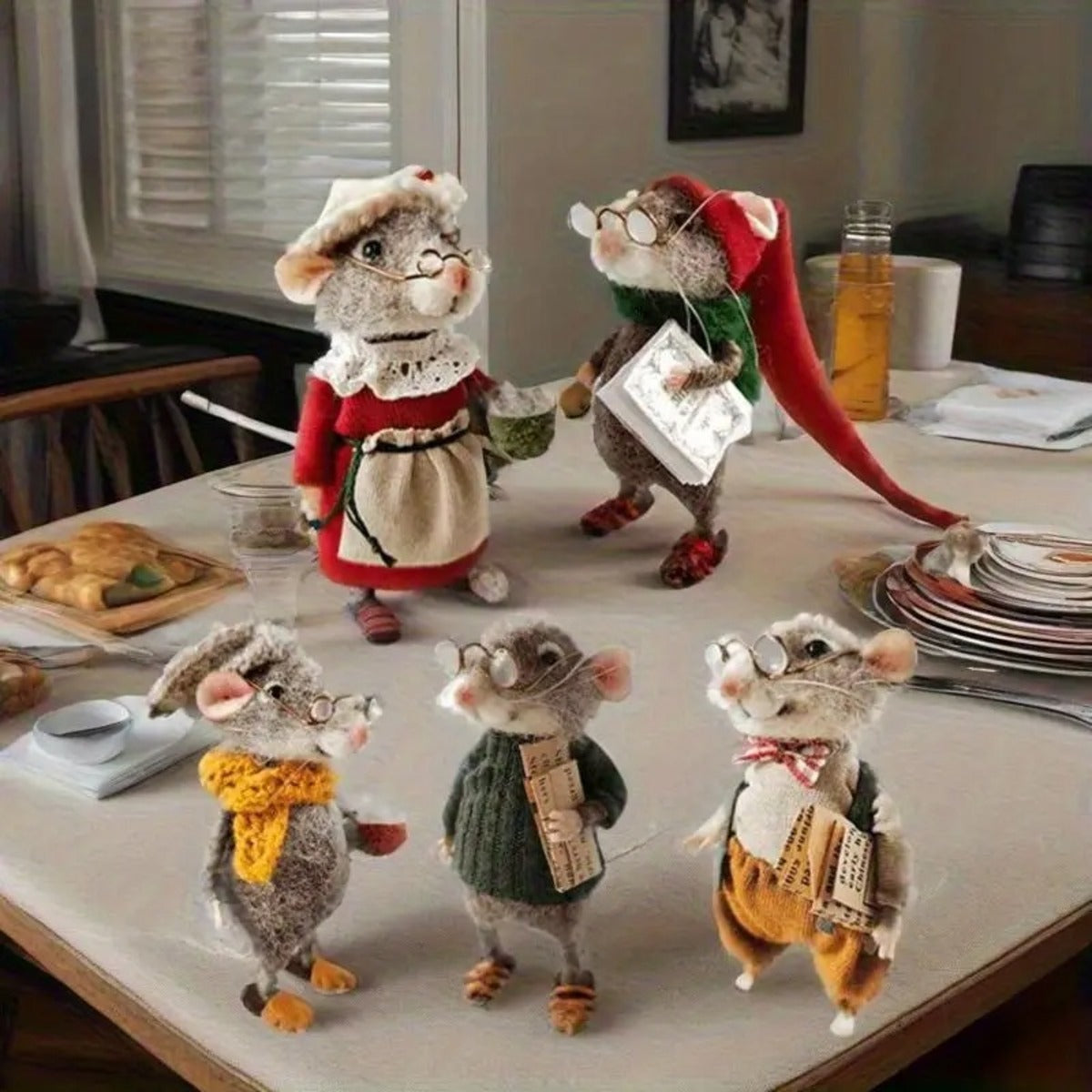 Handmade Felted Mouse Decoration - Eco-Friendly Wool - Holiday Ornament & Gift 15146752409926-1