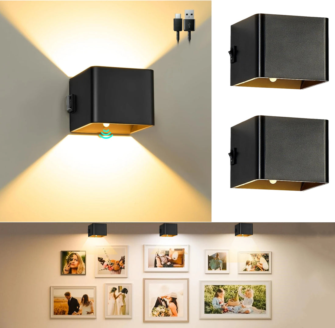 Wireless Rechargeable Wall Lamp - Adjustable Up & Down Light, USB Powered for Home Decor & Cozy Ambiance 9950225989953-1