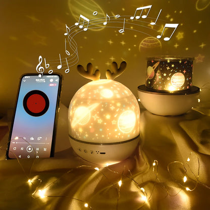 Deer Music Projector Lamp Night Light With BT Speaker Starry Sky Star Relax before bed - Star Projector 8734506680658-1