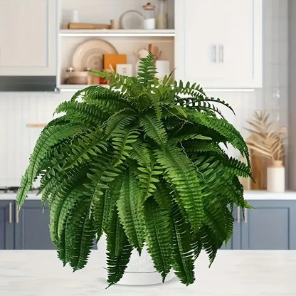 2Pc UV Resistant Artificial Boston Fern - Lifelike, Waterproof & Maintenance for Outdoor Décor 9945609568577-1