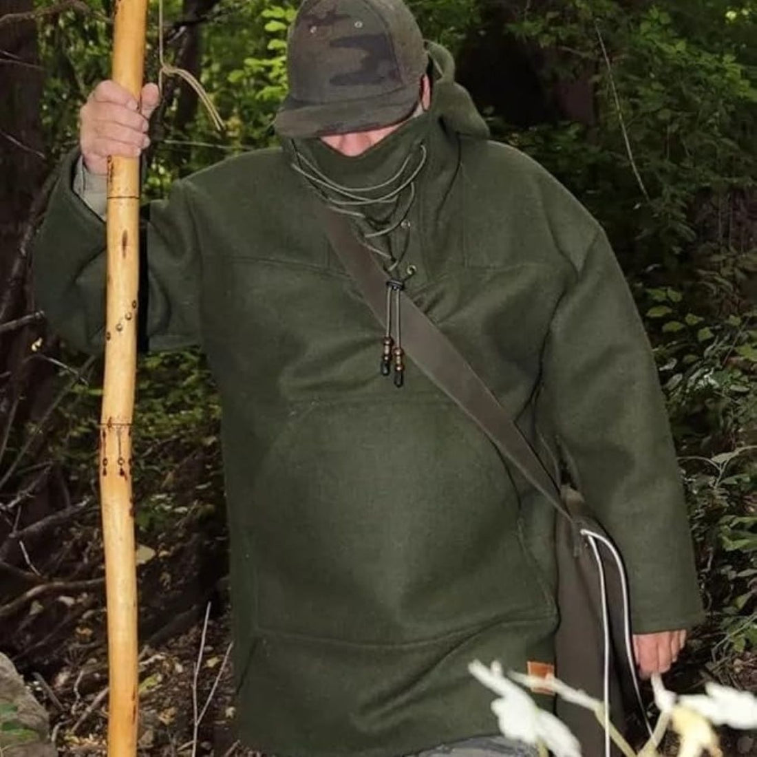 Men’s Wool Outdoor Jacket - Storm-Ready Insulated Anorak with Hood & Kangaroo Pocket 15146751623494-1