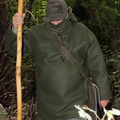 Men’s Wool Outdoor Jacket - Storm-Ready Insulated Anorak with Hood & Kangaroo Pocket 15146751623494-1