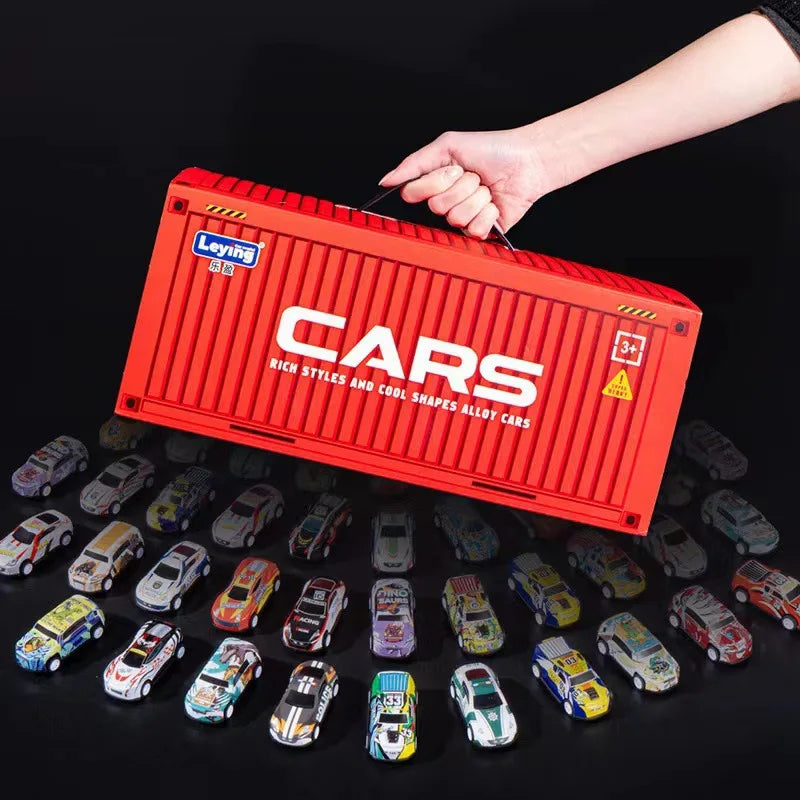 48 Mini Pull-Back Cars With Built-In Garage Set 10322074403127-1