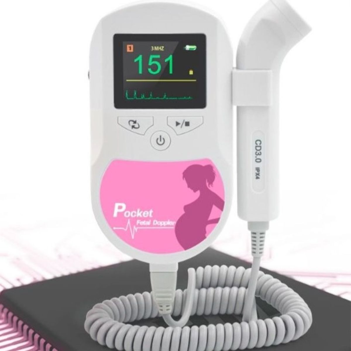 Fetal Heartbeat Doppler - Heart Beat Monitor Backlight LCD 7771327037638-1