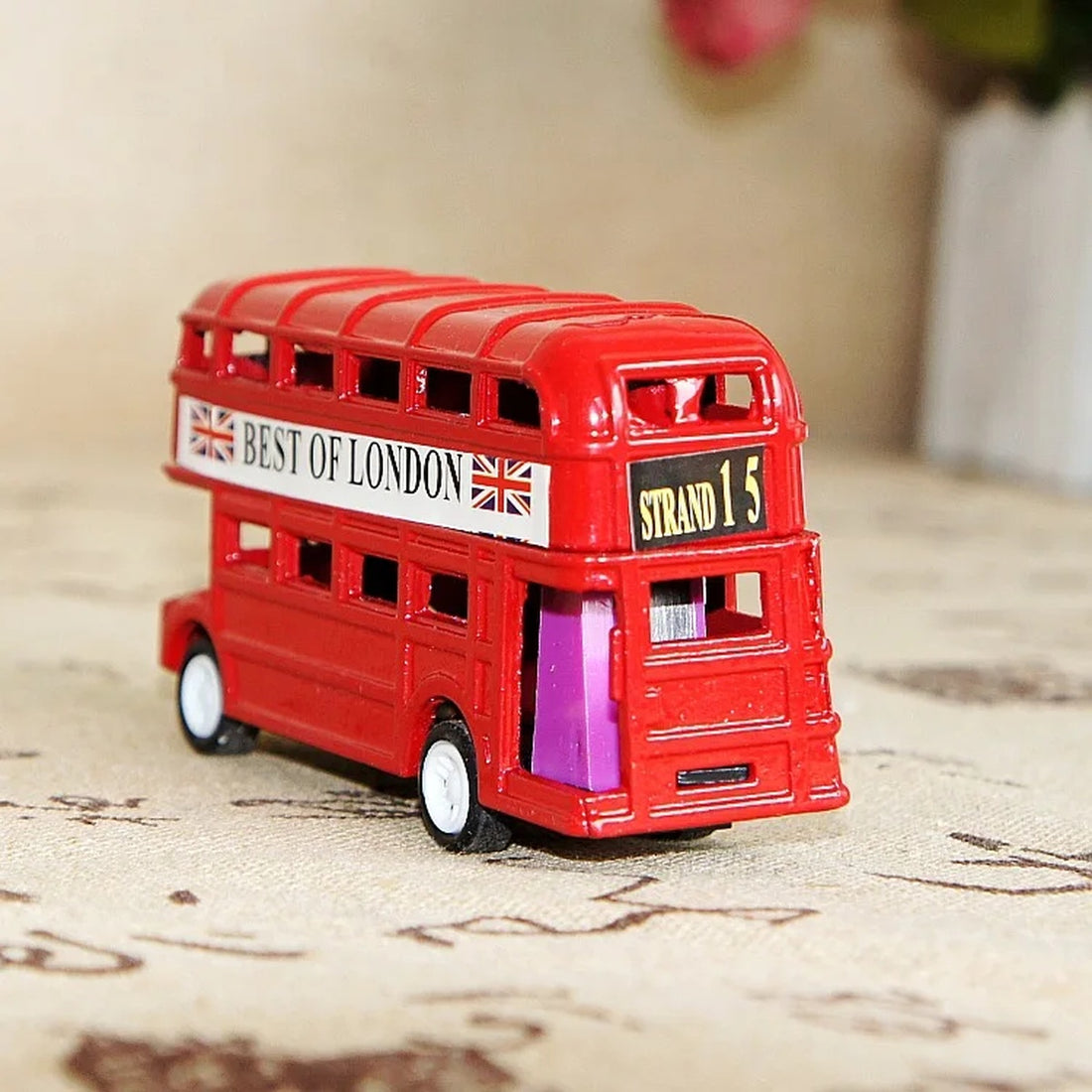 Wooden London Bus Toy – Double Decker Playset with Passengers & Driver 9633821655382-1