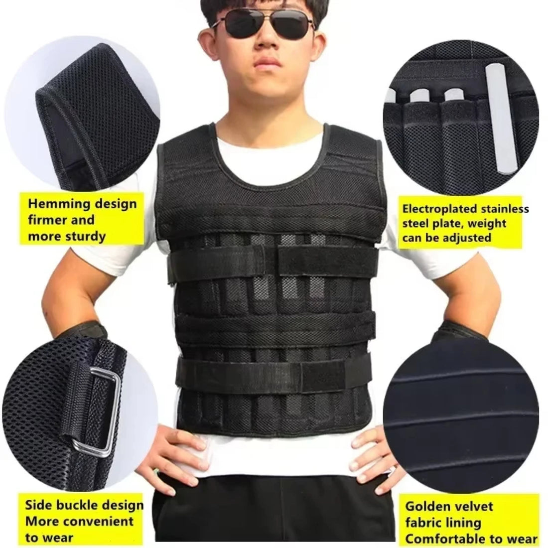 Exercise Weight Vest - 20Kg Adjustable Exercise Loading Weight Vest for Fitness Training 7812353196230-1