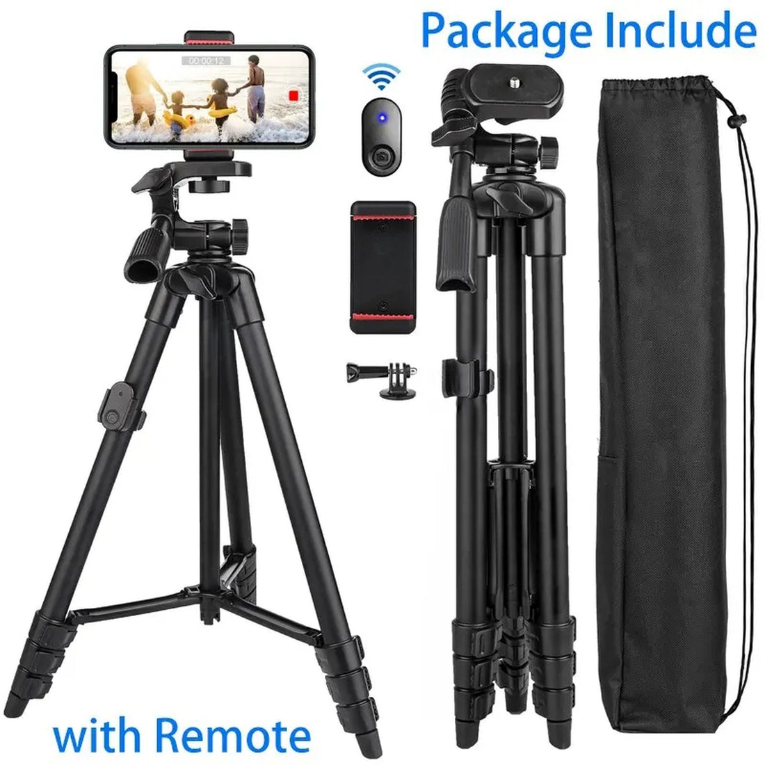 Extendable Phone Tripod with Bluetooth Remote - Versatile Selfie Stick & Stand 9726133436737-1