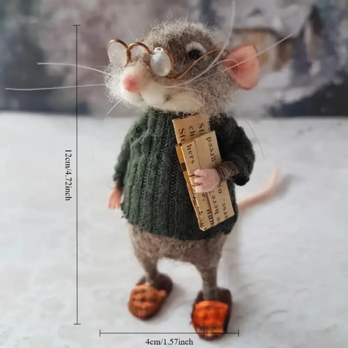 Handmade Felted Mouse Decoration - Eco-Friendly Wool - Holiday Ornament & Gift 15146752409926-1