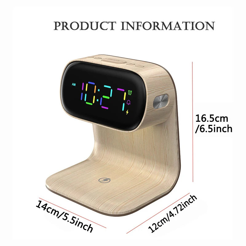 Creative 3-in-1 Bedside Lamp – Wireless Phone Charger & Smart Alarm with LCD Display for a Sleek, All-in-One Nightstand Upgrade 8361995010246-1