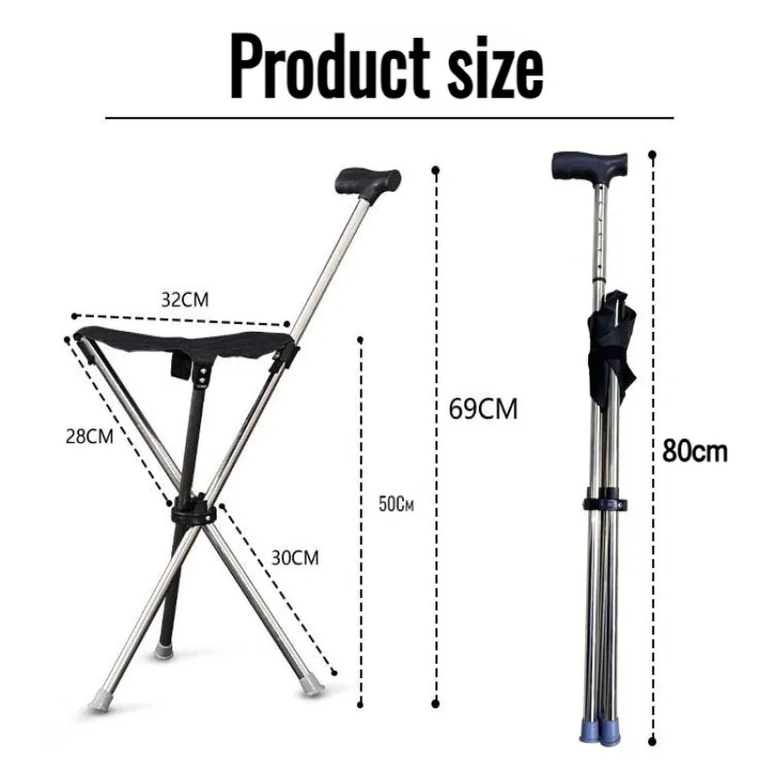 2-In-1 Portable Walking Stick With Foldable Seat 10450764136794-1