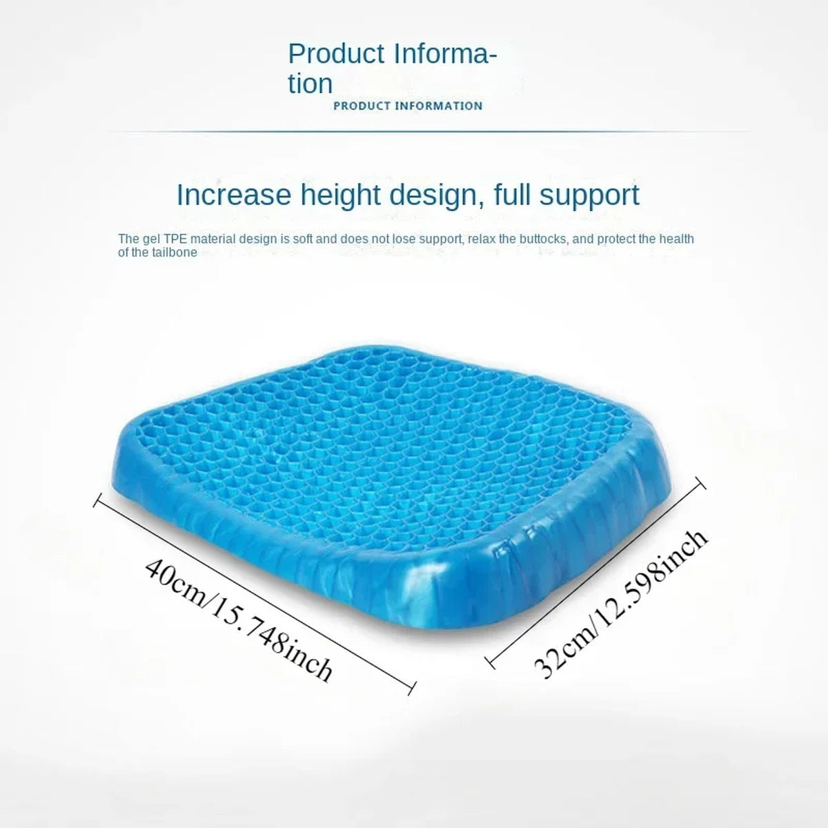 Orthopedic Gel Seat Cushion for Pressure Relief, Tailbone Pain & Lower Back Support - Ideal for Office Chair, Car & Wheelchair Use