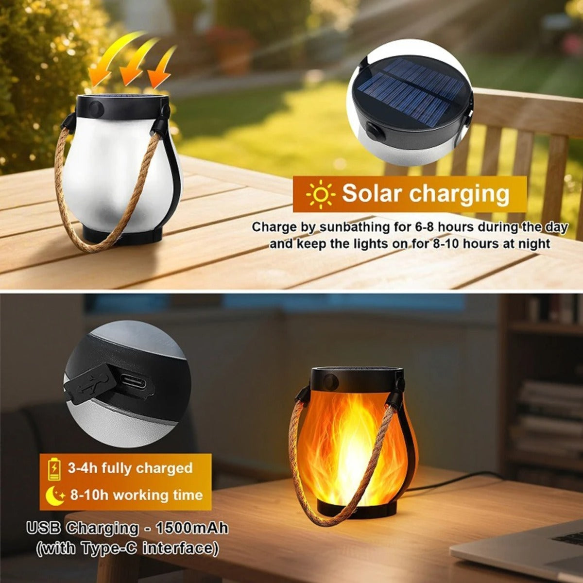Solar Lantern Outdoor Lamp Waterproof Flame Light For Garden 9213797794035-1
