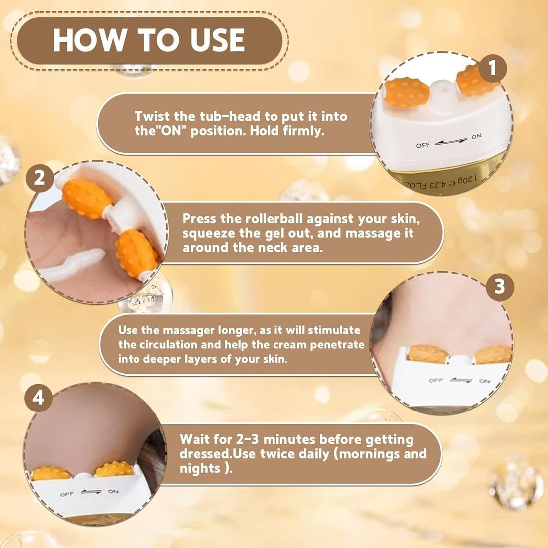 Neck Firming Cream with Roller Applicator - Anti-Aging Moisturizer with AH-8 & Ceramides 15152385261894-1