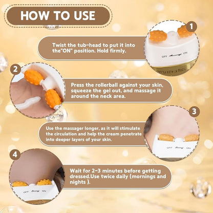 Neck Firming Cream with Roller Applicator - Anti-Aging Moisturizer with AH-8 & Ceramides 15152385261894-1