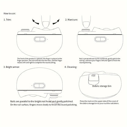 Electric Fingernail and Toenail Clippers - 2-Speed Trimming, Filing & Polishing
