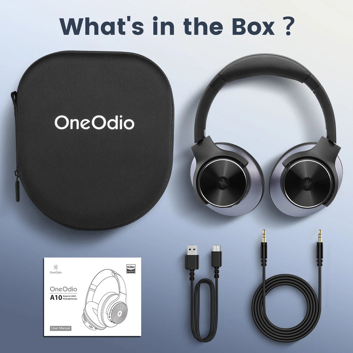 Oneodio A10 Series Wireless Headphones – Active Noise Cancelling, USB-C Charging & Mic 9749335834945-1
