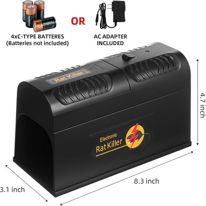 Electric Mouse Trap 6000-8000V - Rat Rodent Cage Trap Reusable Mice Killer Orchard Garden Electronic Pest Control Tool