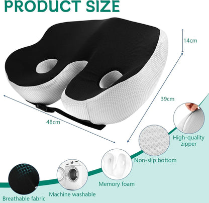 SitSmart Adjustable Memory Foam Seat Cushion - Tailbone Relief & Posture Support for Office, Car, and Dining Chairs 9919564972353-1