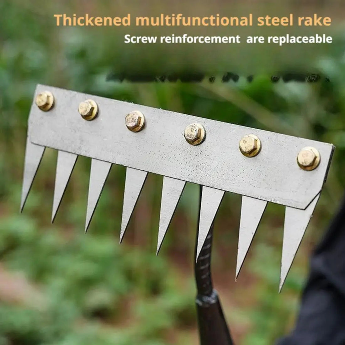 Steel Garden Rake with Durable Steel Tines for Lawn Care and Yard Maintenance 9912286019905-1