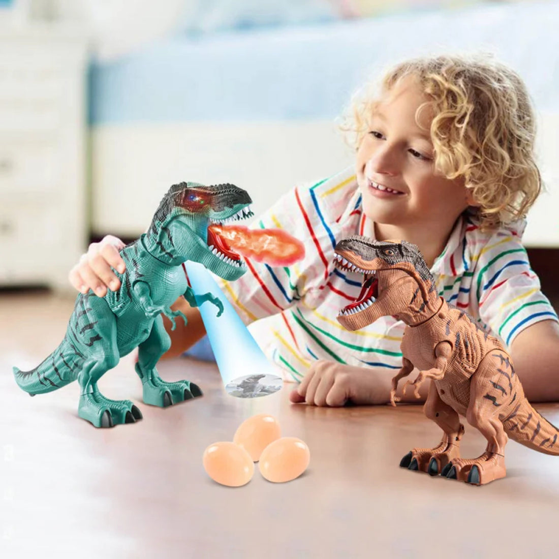 Dino-Rific RC T-Rex Toy - Roaring, Walking, Mist-Spraying Fun for Kids (3+ years) 8135955579095-1