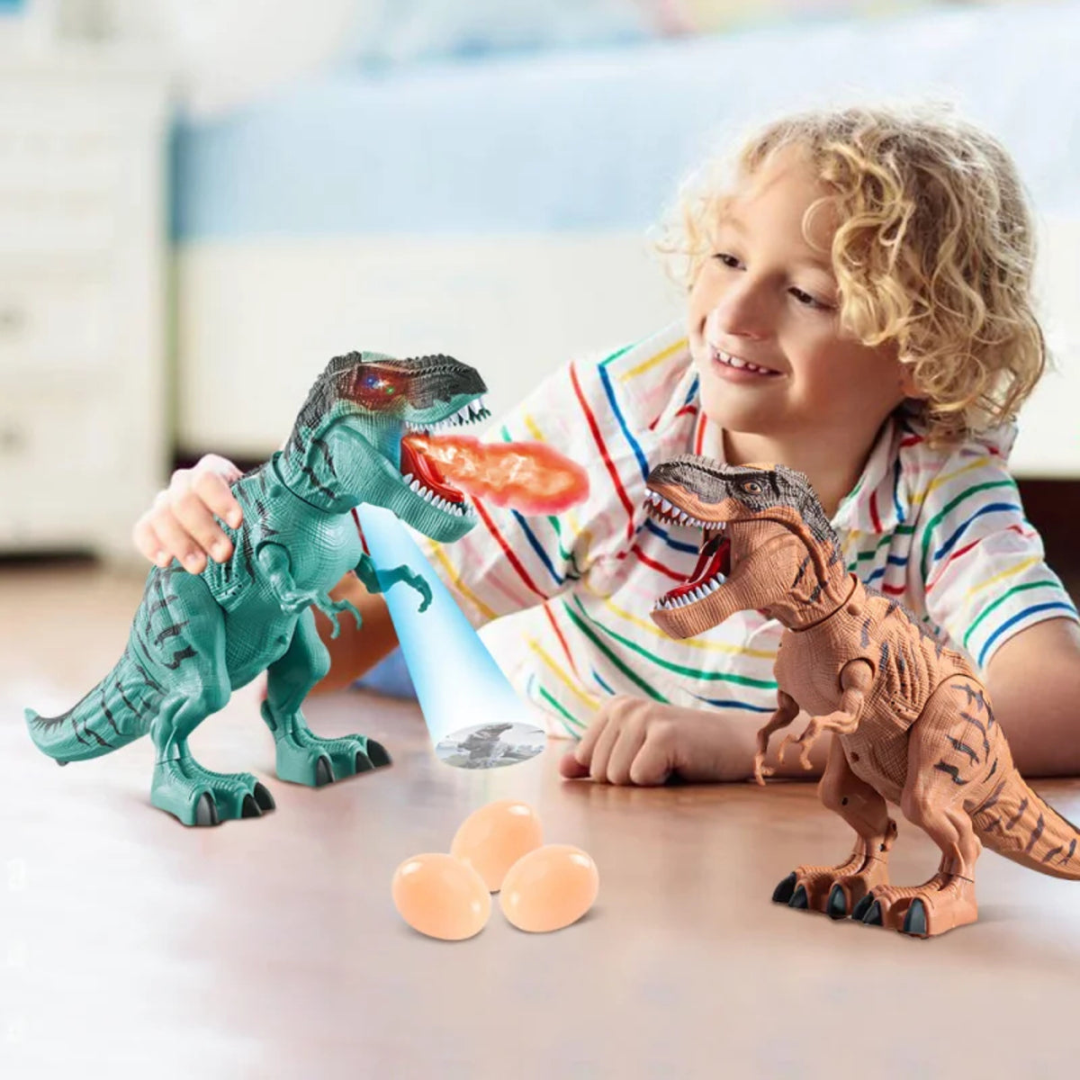 Dino-Rific RC T-Rex Toy - Roaring, Walking, Mist-Spraying Fun for Kids (3+ years) 8135955579095-1