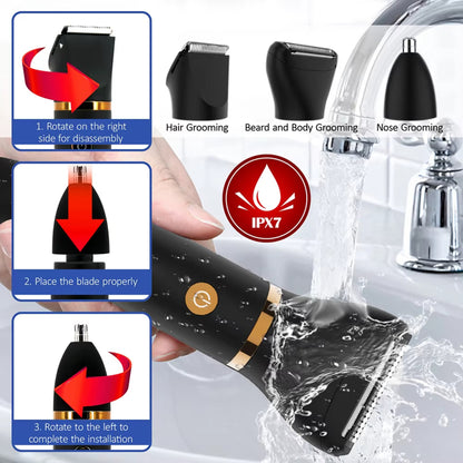 3 in 1 Waterproof Body Groin Trimmer for Men 10667563811150-1