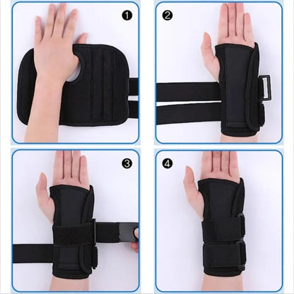 Adjustable Wrist Support Splint - Breathable, Durable, Removable Metal Brace 1005007444454477-Black Left