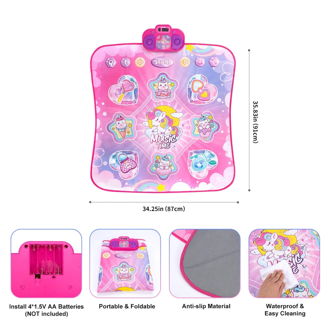 Interactive Musical Dance Mat with Game Modes for Kids, Lights, Sounds 15049081684313-1