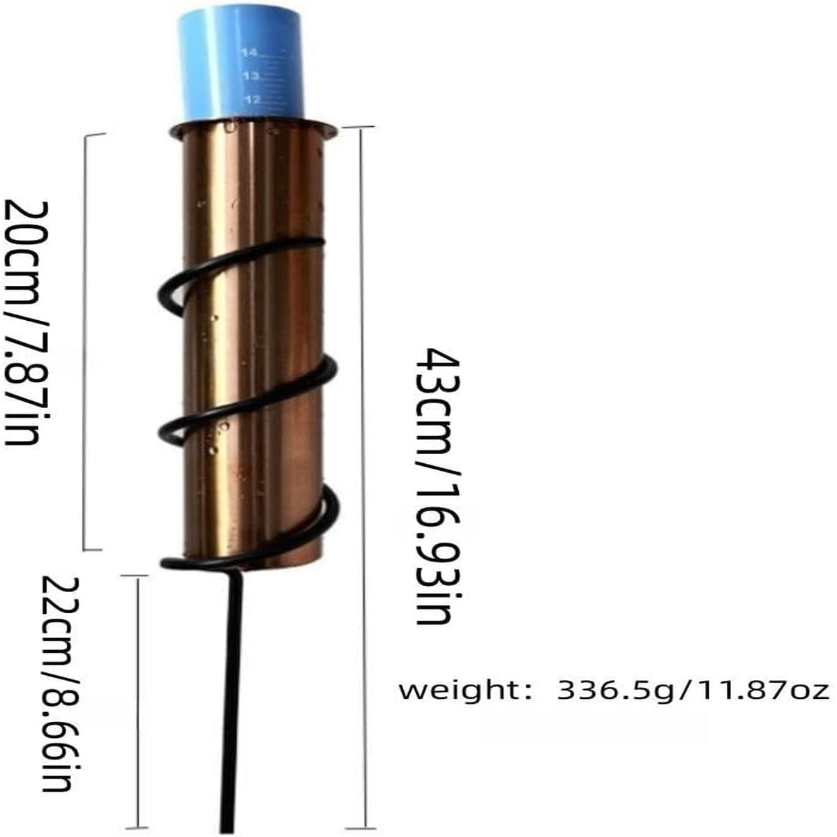 Copper Rain Gauge - Durable, Floating Design for Home Garden & Lawn Water Measurement 9957152260417-1