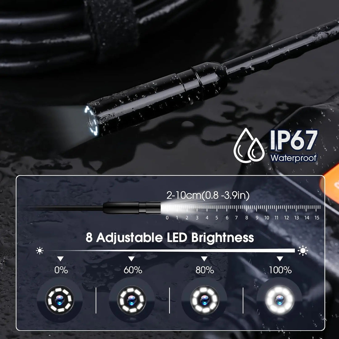 Industrial Endoscope Inspection Camera – 1080P HD with 4.3-Inch Screen Adjustable Lens 9767992426817-1