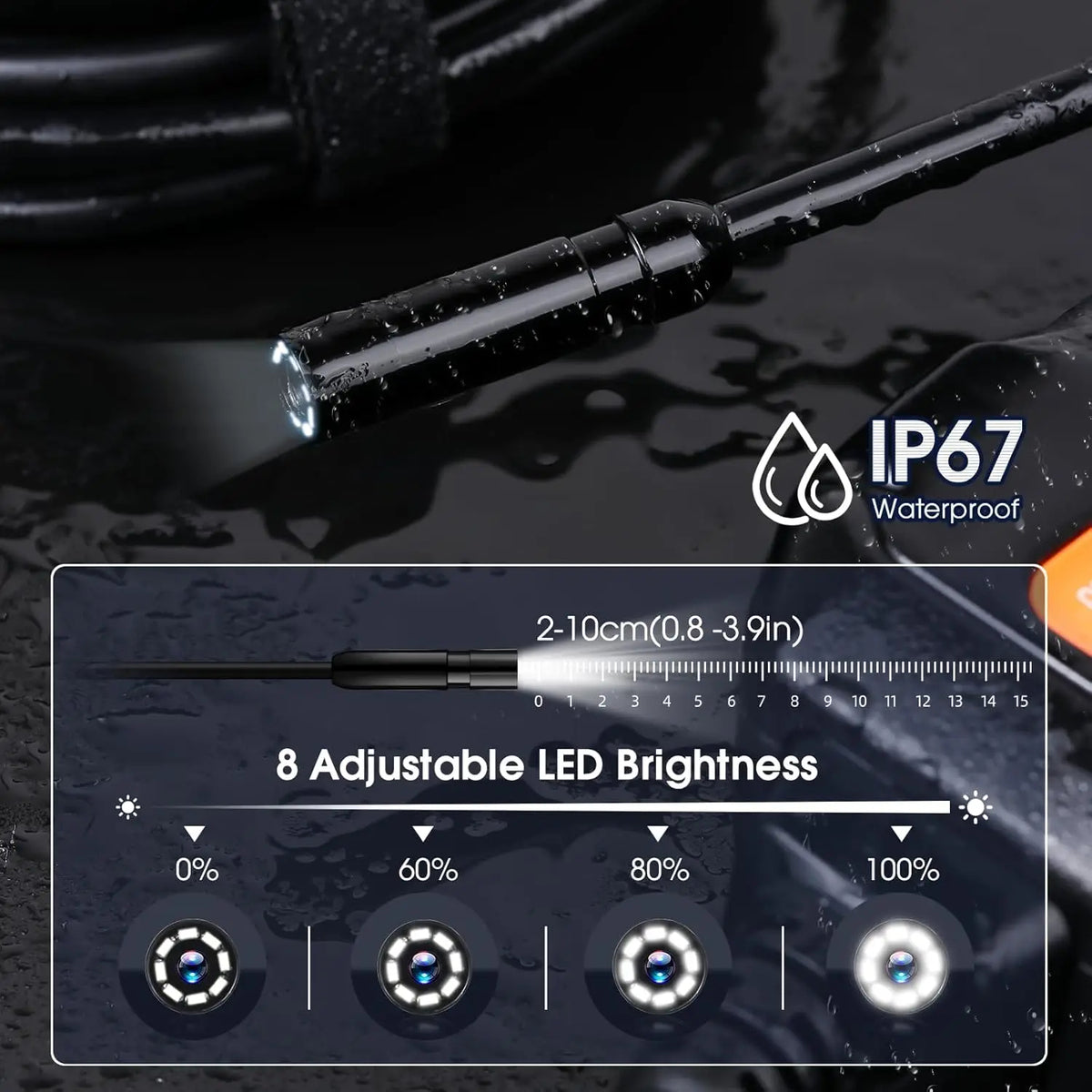 Industrial Endoscope Inspection Camera – 1080P HD with 4.3-Inch Screen Adjustable Lens 9767992426817-1