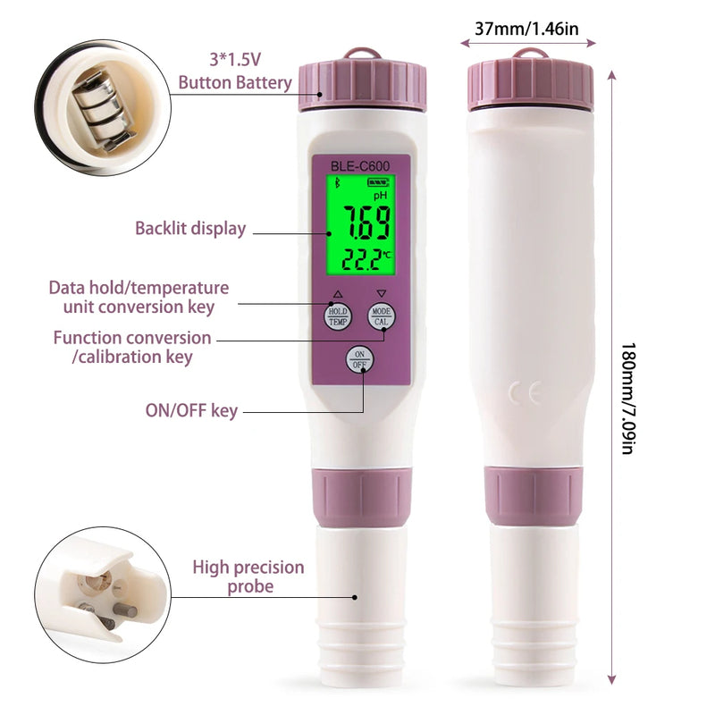 Digital Pool Tester – Measuring device for pH and chlorine for easy pH measurement in pool water 9950225891649-1