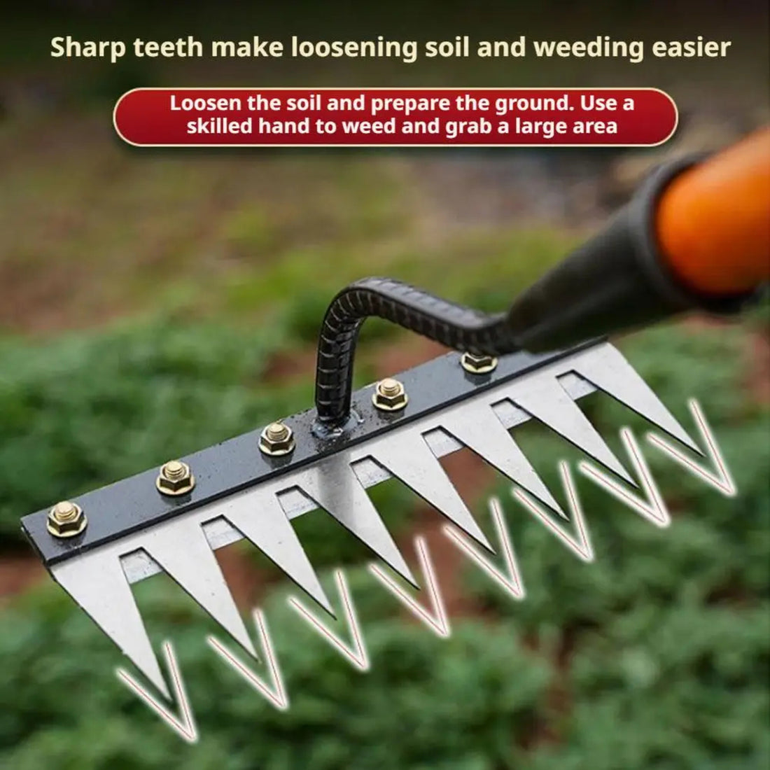 Steel Garden Rake with Durable Steel Tines for Lawn Care and Yard Maintenance 9912286019905-1